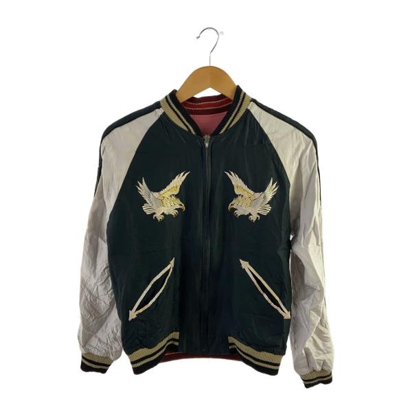 TAILOR 東洋◆スカジャン/リバーシブル/使用感有/M/レーヨン/BLK/PNK/鷹/龍/TT1...