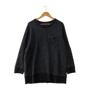 Porter Classic◆ニット・セーター(厚手)/M/コットン/BLK/KENDO/SASHIKO//