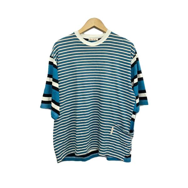 MARNI◆Tシャツ/50/コットン/BLU/ボーダー/HUMU0229Q1