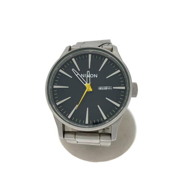 NIXON◆腕時計/アナログ/BLK/SLV//