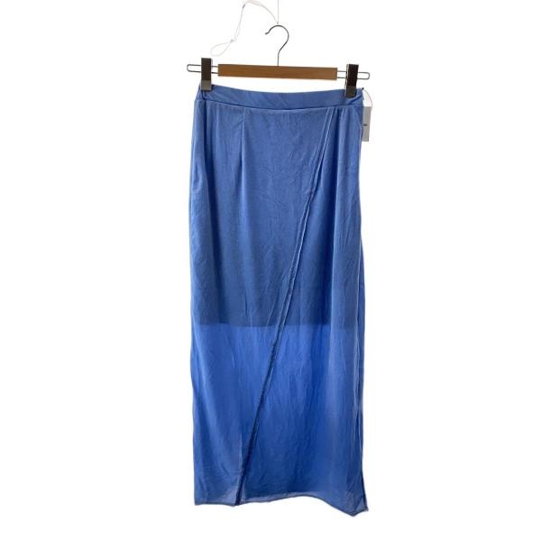 AMERI◆UND SHEER VELOUR PENCIL SKIRT/M/ポリエステル/BLU/無...