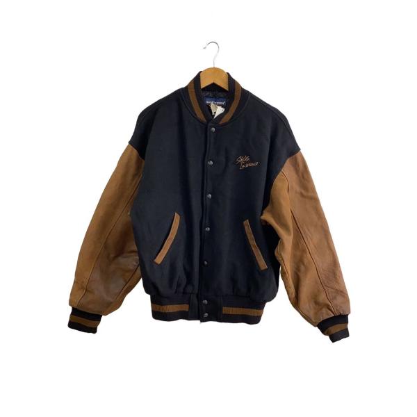 Swingster◆90s〜/レザー切替/スタジャン/M/ウール/BLK//