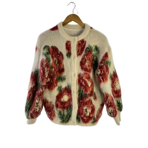 AMERI◆カーディガン(厚手)/FREE/ナイロン/WHT/総柄/01320170880/VERO...