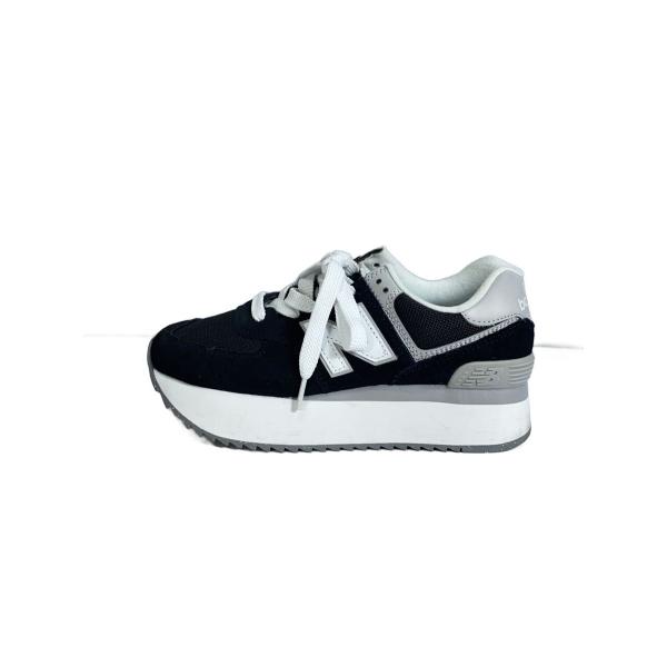 NEW BALANCE◆WL574/ブラック/24.5cm/BLK
