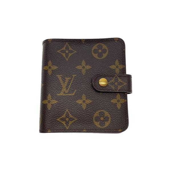 LOUIS VUITTON◆コンパクトジップ/2つ折り財布/PVC/BRW/総柄/レディース/M61...