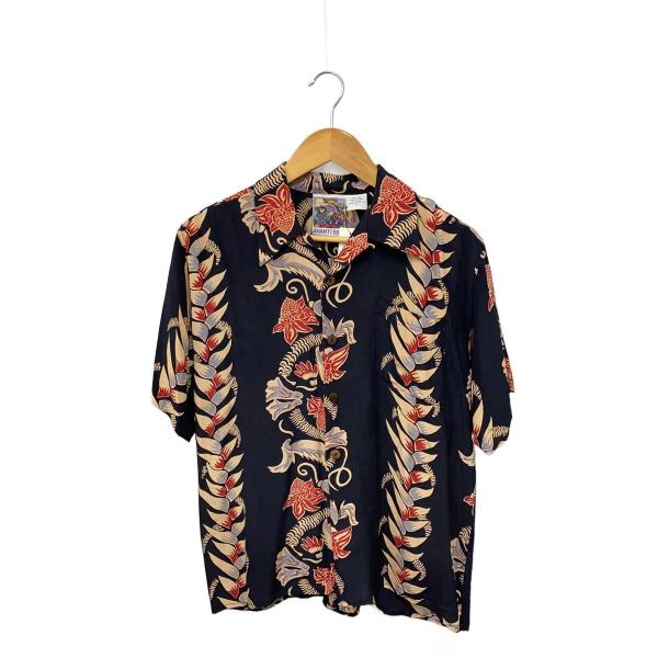 Avanti◆アヴァンティ/アロハシャツ/XS/シルク/ブラック/花柄