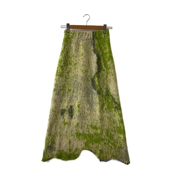 AMERI◆毛羽立ち有/ロングスカート/S/アクリル/GRN/総柄/02220960500