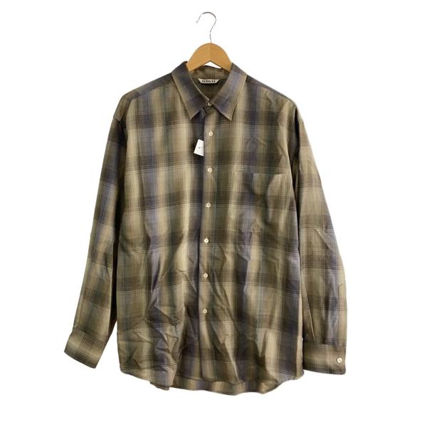 AURALEE◆25AW/SUPER LIGHT WOOL CHECK SHIRT/長袖シャツ/4/...