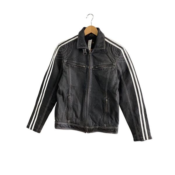 FREEDOM◆レザー劣化考慮/シングルライダースジャケット/36/豚革/BLK/無地/06-639...