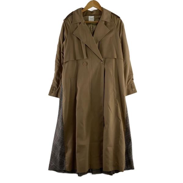 AMERI◆ドッキングトレンチコート/--/ポリエステル/BRW/チェック/027260064