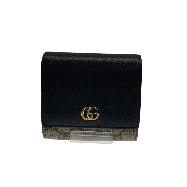 GUCCI◆バイカラー ミディアム ウォレット_ダブルG/PVC/BEG/総柄/レディース/GUCC...