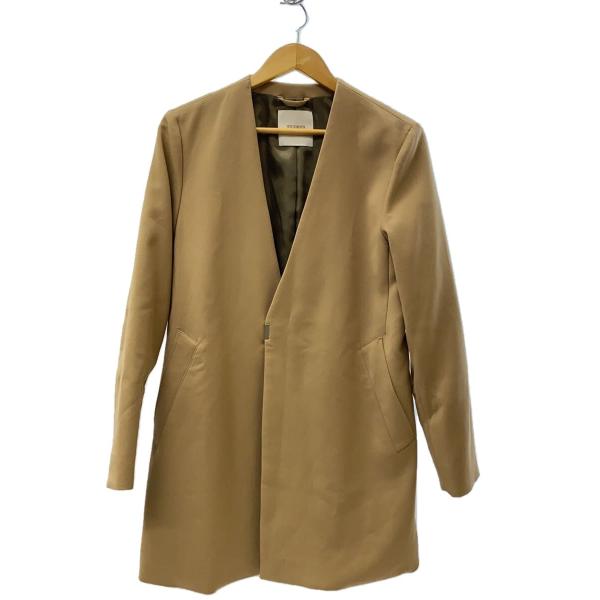 STUDIOUS◆ノーカラーコート/1/ポリエステル/BEG