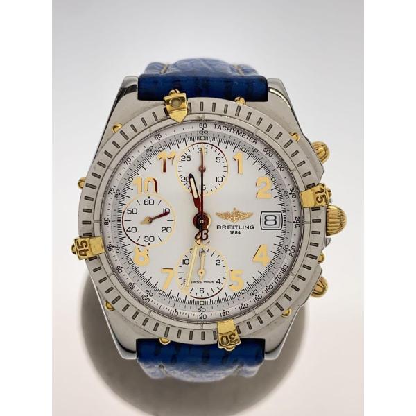 BREITLING◆自動巻腕時計/デジタル/レザー/WHT/BLU/SS/B13050.1/2023...