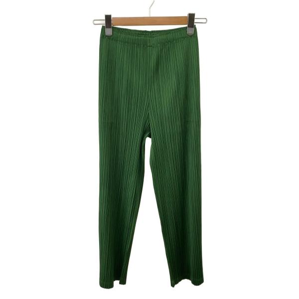 PLEATS PLEASE ISSEY MIYAKE◆ボトム/3/ポリエステル/GRN/無地/PP4...