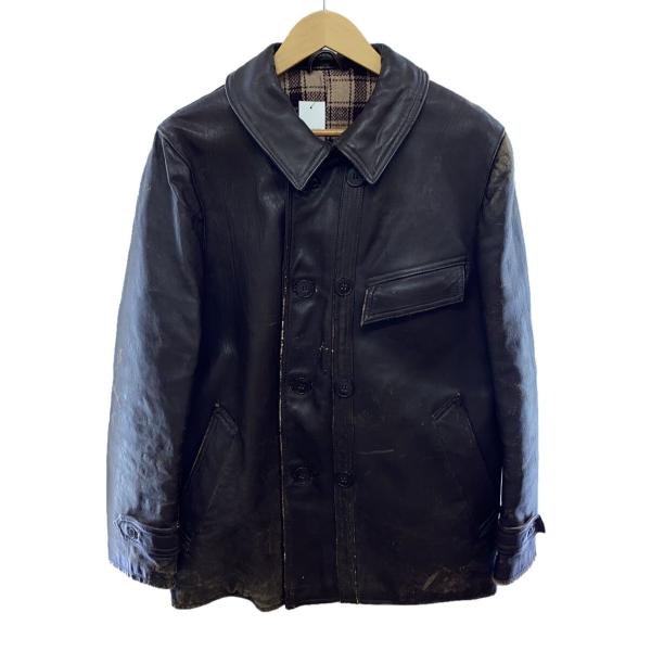 EURO VINTAGE◆50〜60s/ウールライナー/42/レザー/ブラウン/擦れダメージ有/ユー...