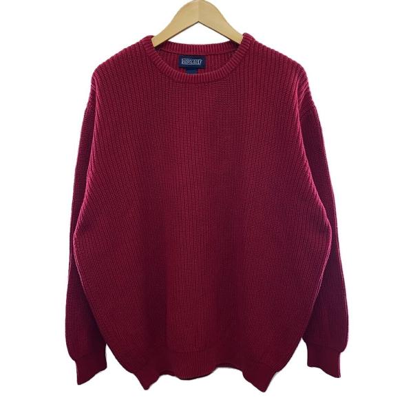 LANDS END◆90s/クルーネックニットセーター/コットン/RED//
