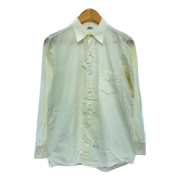 PILGRIM◆50s/長袖シャツ/14.5/コットン/WHT/汚れ有
