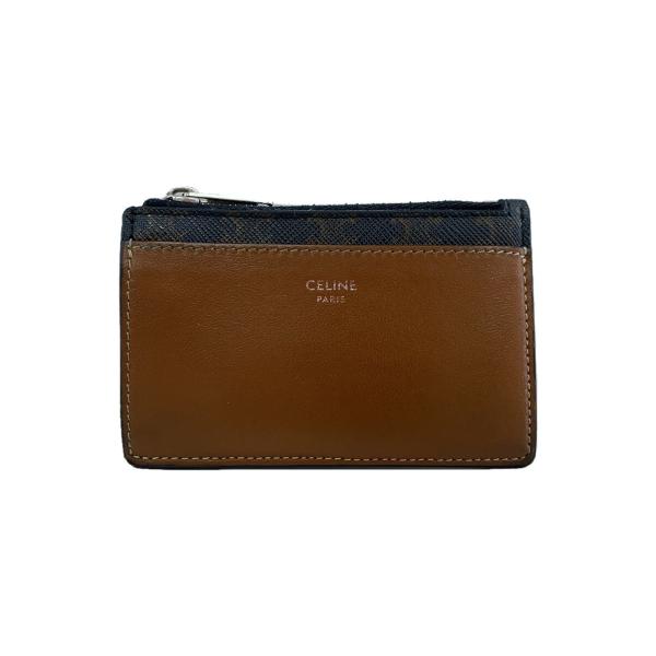 CELINE◆ロゴ/カードケース/レザー/BRW/総柄/レディース