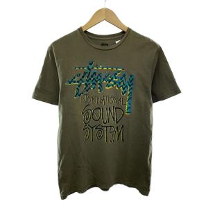 STUSSY◆プリントT/INTERNATIONALSOUNDSYSTEM/L/コットン/KHK