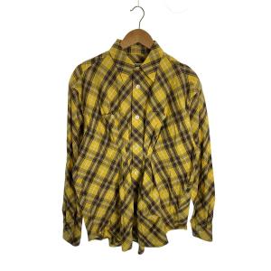 MASU◆長袖ブラウス/44/コットン/YLW/チェック/M25K6SH008