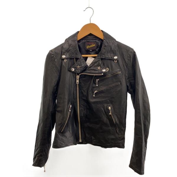 FREEDOM◆ダブルライダースジャケット/36/牛革/BLK/無地