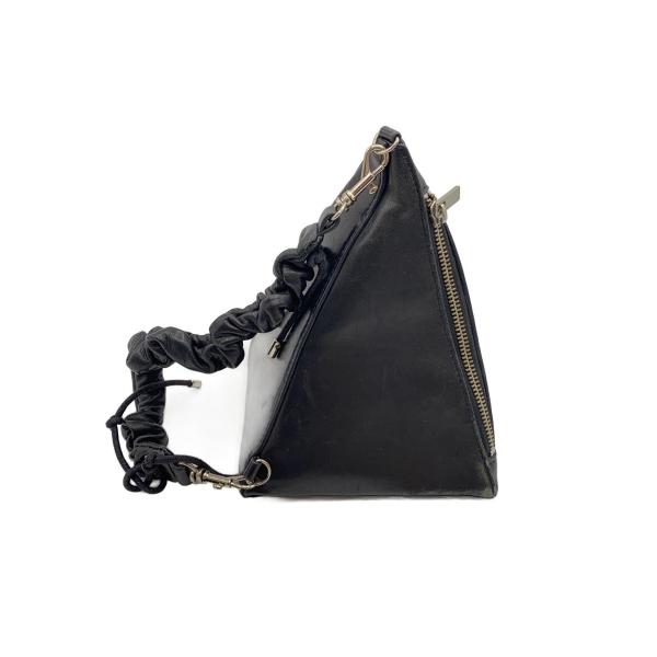 AMERI◆ピラミッドチェーンバッグハンドバッグ/BLK/無地