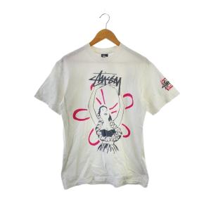 STUSSY◆Tシャツ/M/コットン/WHT/プリント