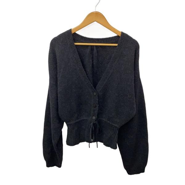 AMERI◆カーディガン(厚手)/FREE/ナイロン/BLK/無地/01320120890