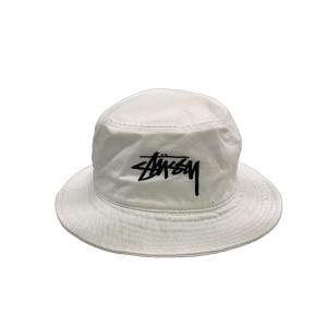 STUSSY◆バケットハット/--/コットン/WHT/メンズ