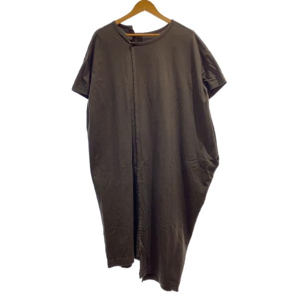 Y’s◆アシンメトリー/ステッチ/半袖ワンピース/2/コットン/KHK/YG-T81-563//