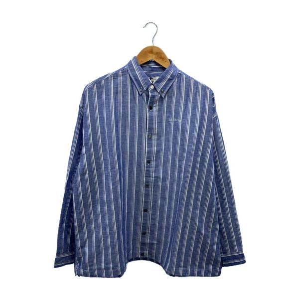 ALOUND◆STRIPE OVERSIZED SHIRTS/オーバーサイズシャツ/M/リネン/AL...