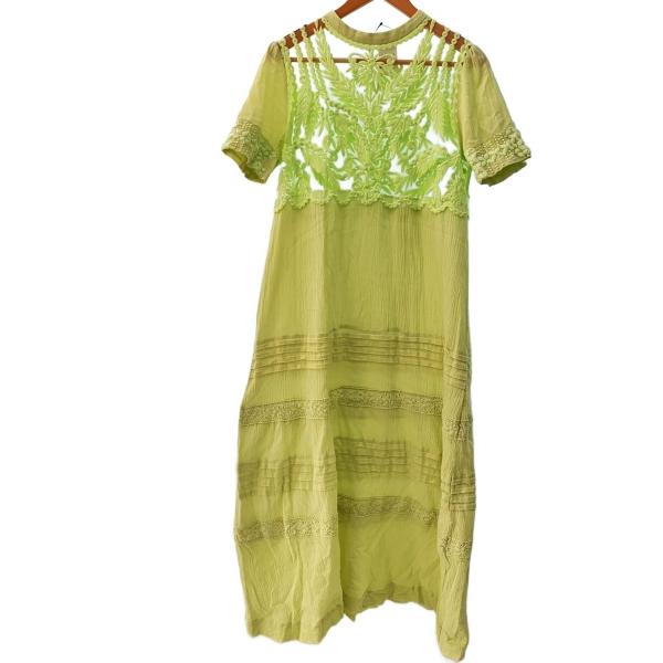 AMERI◆半袖ワンピース/M/コットン/GRN/無地/02210561010