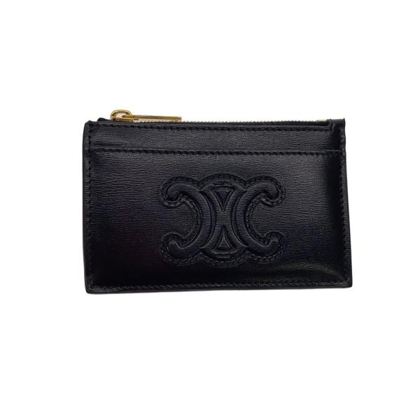 CELINE◆キュイル トリオンフ/カードケース/レザー/BLK/メンズ//