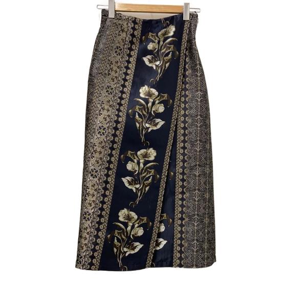 AMERI◆ロングスカート/S/ポリエステル/NVY/総柄/01120950770