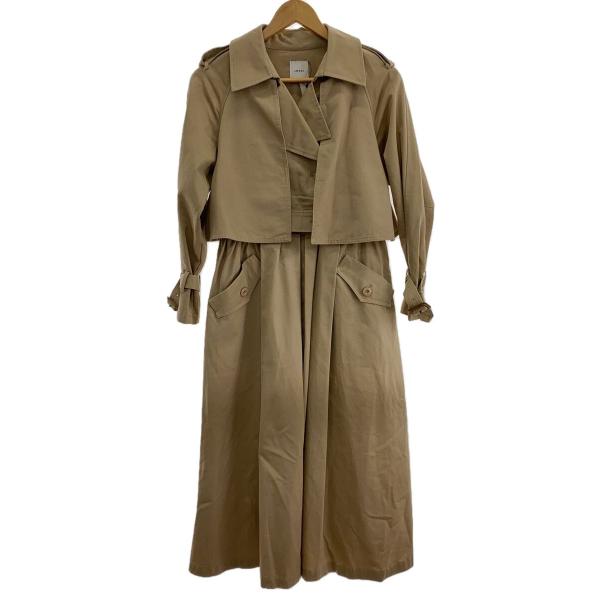 AMERI◆トレンチコート/--/コットン/BEG/無地/02627090