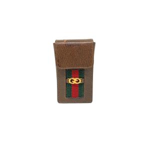 GUCCI◆シガレットケース/レザー/BRW/無地/レディース