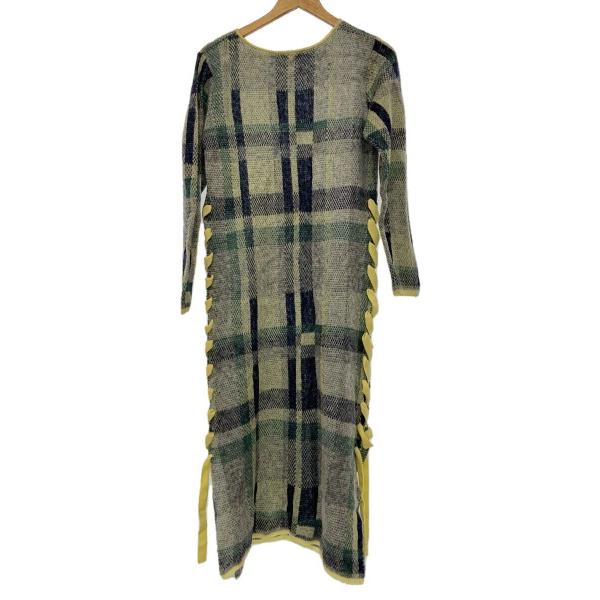 AMERI◆長袖ワンピース/S/ウール/GRN/チェック/01320590910