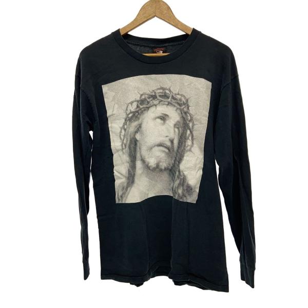 90s ARCHAIC SMILE Jesus/長袖Tシャツ/L/コットン/BLK//