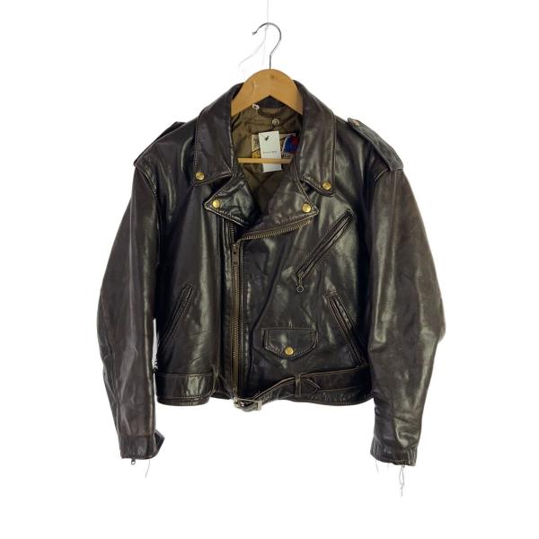 Schott◆80-90S/バイカータグ後期/ダブルライダースジャケット/40/レザー/BRW