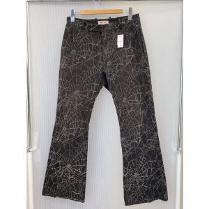 MASU◆裾破れ/24AW/FLOCKY WEB FLARE PANTS/50/コットン/BLK/MPFW-PT0924//