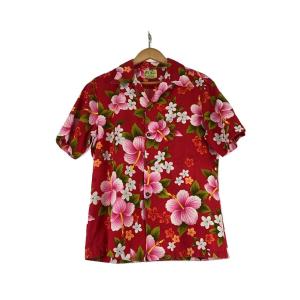 60s〜/アロハシャツ/古銭ボタン/コットン/RED/花柄