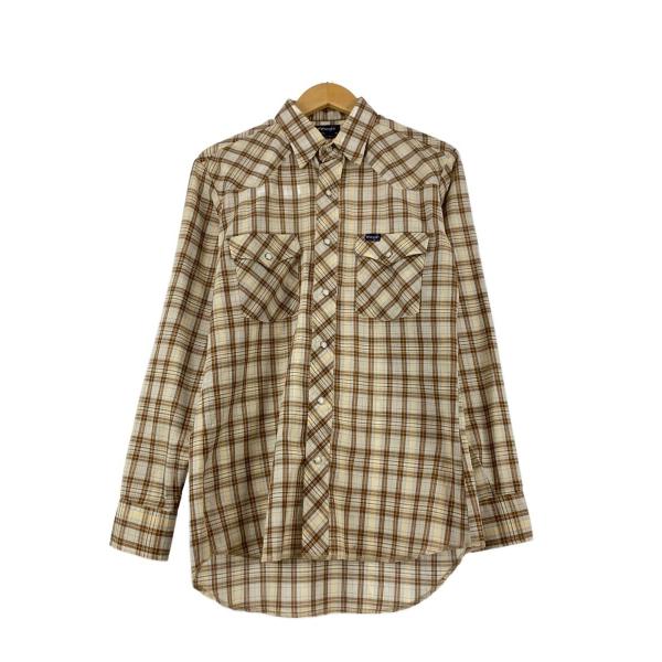 WRANGLER◆80s/黒タグ/USA製/チェックウエスタンシャツ/長袖シャツ/M/BRW