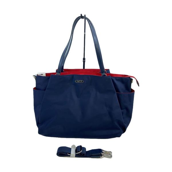 agnes b.◆トートバッグ/ナイロン/NVY/無地