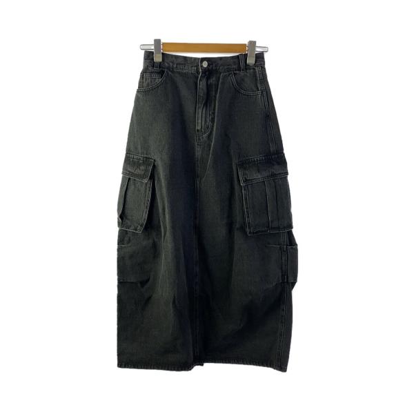 AMERI◆CONES BOSS BIG POCKET SK/ロングスカート/25/コットン/BLK...
