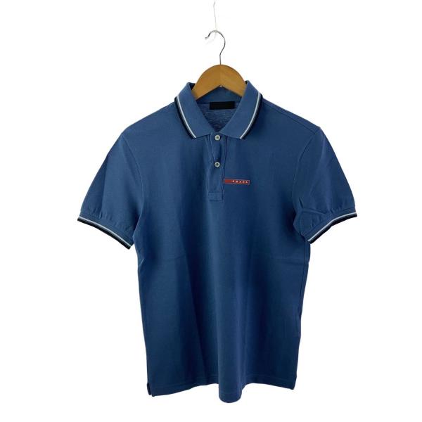 PRADA◆Logo Design Polo/ポロシャツ/M/コットン/BLU/SJJ887 R12...