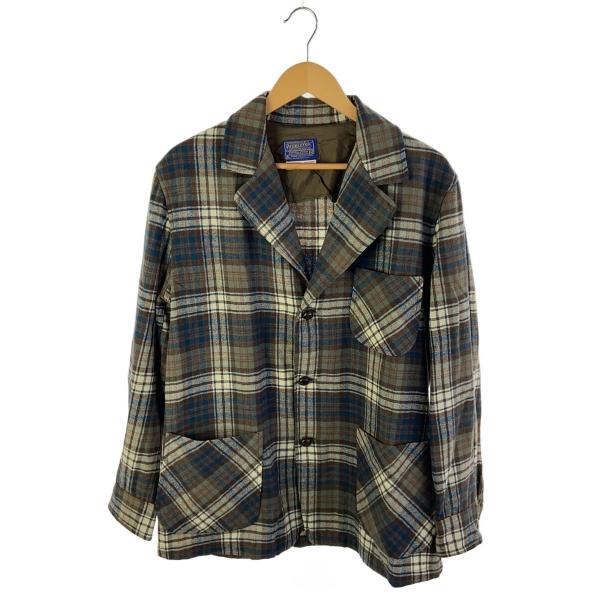 PENDLETON◆テーラードジャケット/70s/USA製/M/ウール/BRW
