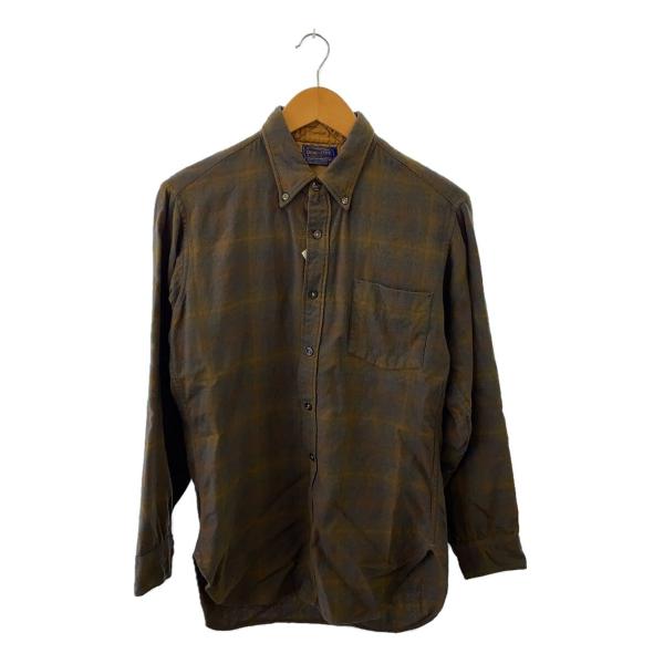 PENDLETON◆50S/長袖シャツ/M/ウール/BRW/ブラウン/チェック