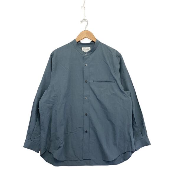 STILL BY HAND◆コットンリネンバンドカラーシャツ/長袖シャツ/46/コットン/BLU/S...
