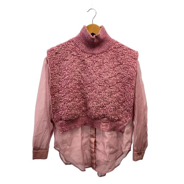 AMERI◆22AW/DAMAGE VESTSET SHEER SHIRT/FREE/ポリエステル/...