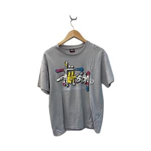 STUSSY◆00S/Tシャツ/M/コットン/GRY/無地